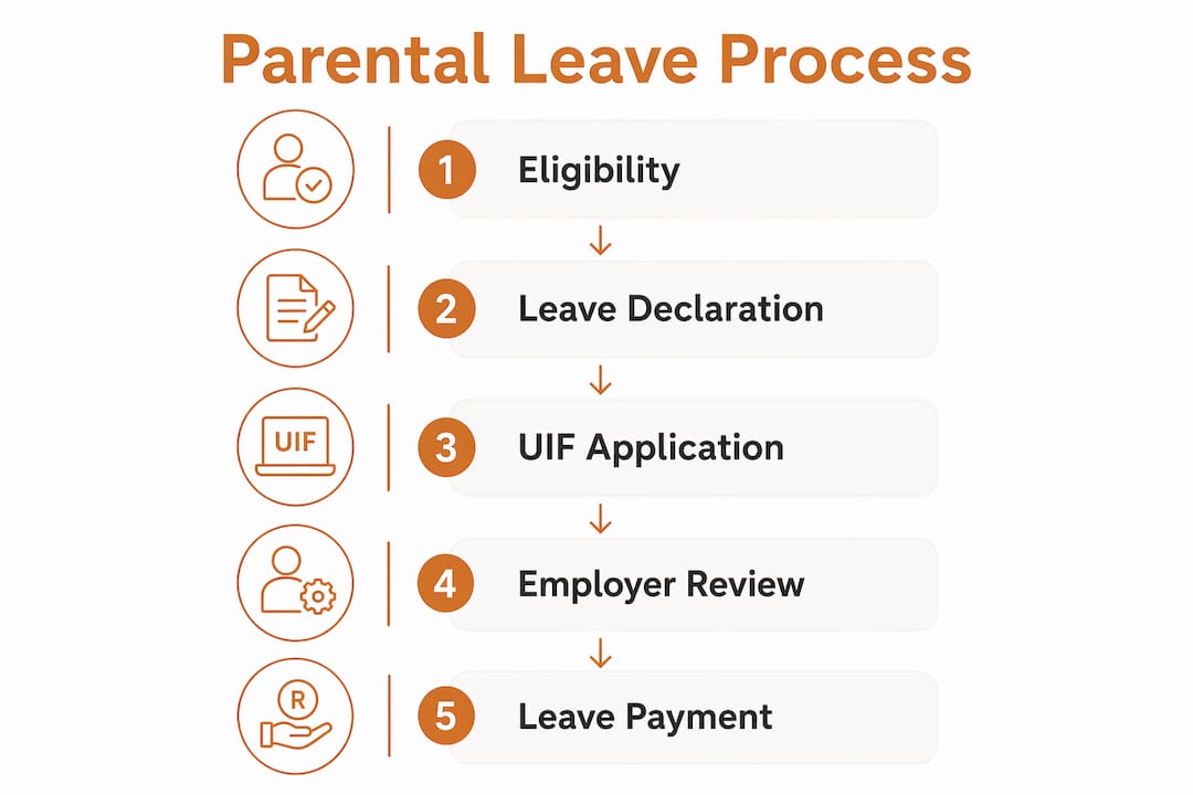 Infographic illustrating maternity leave process in South Africa