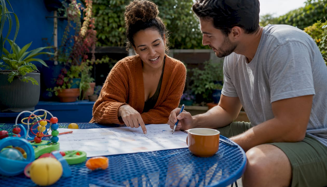 Couple planning parental leave at home