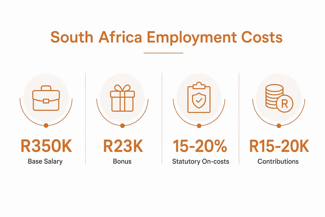 Infographic showing South Africa salary and employer cost breakdown