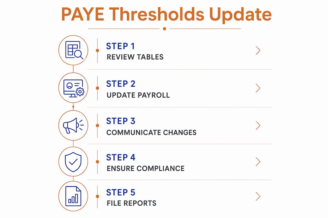 Infographic illustrating PAYE processing steps