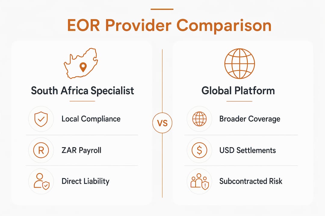 Infographic comparing South Africa EOR provider types