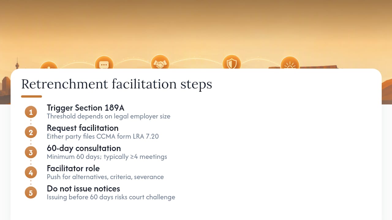 Large-Scale Retrenchments and the 60-Day CCMA Facilitation Window — overview diagram