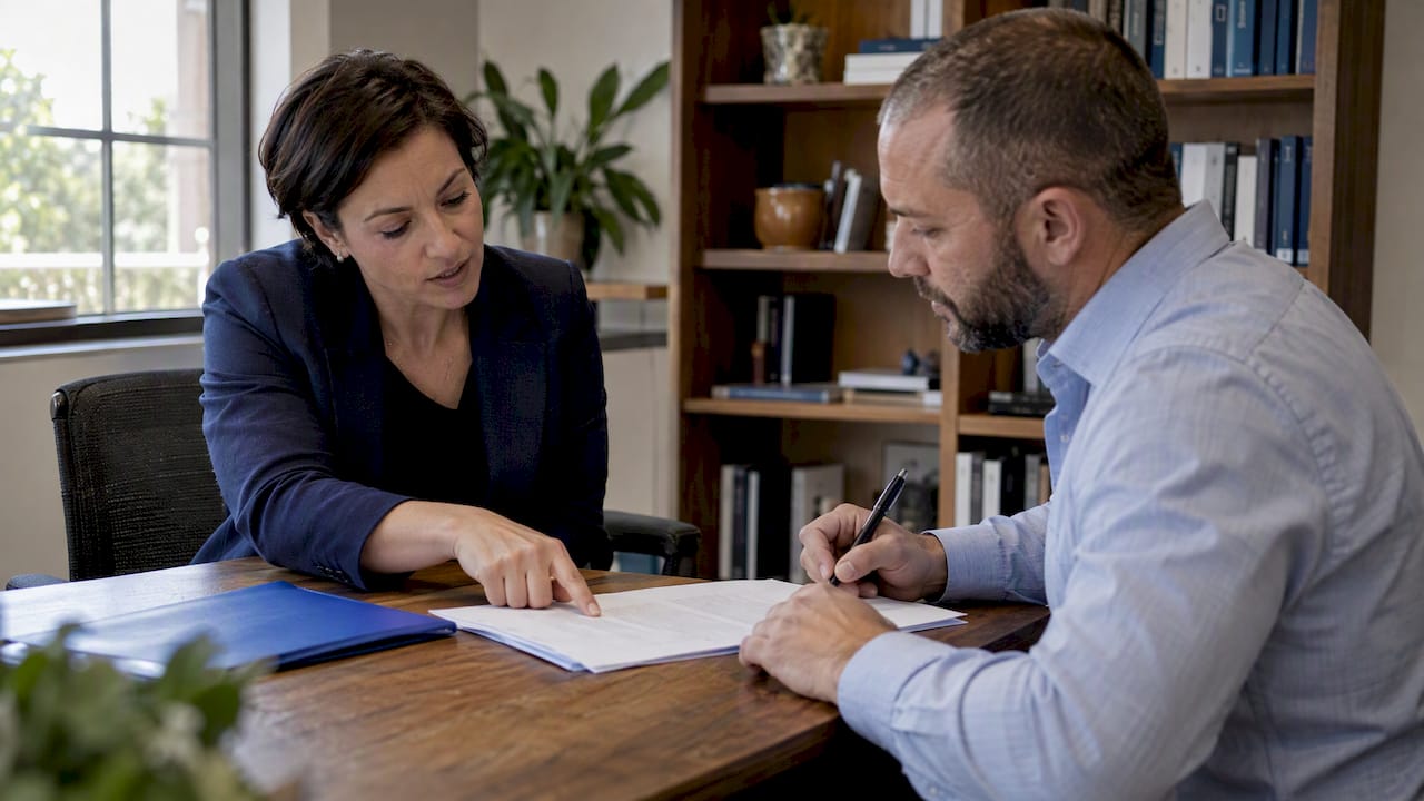 Lawyer reviewing restraint clause with hiring manager